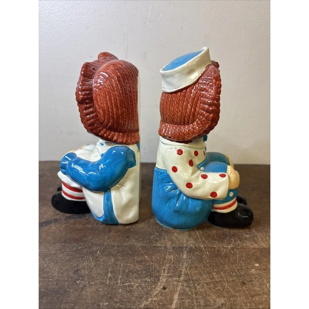 Vintage Raggedy Ann and Andy Bookends 1970 Bobbs-Merril Co